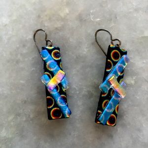 Dichroic Polkadot Glass Art Earrings